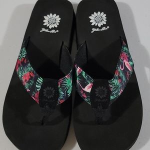 Yellow box flip flops